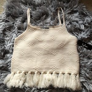 Lulu’s Del Mar Cream Tasseled Knit Sweater Tank